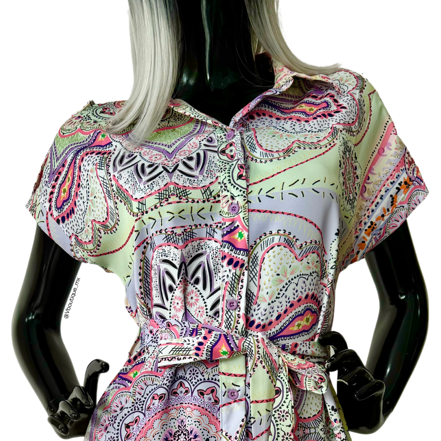 Vestido midi camisero estampado