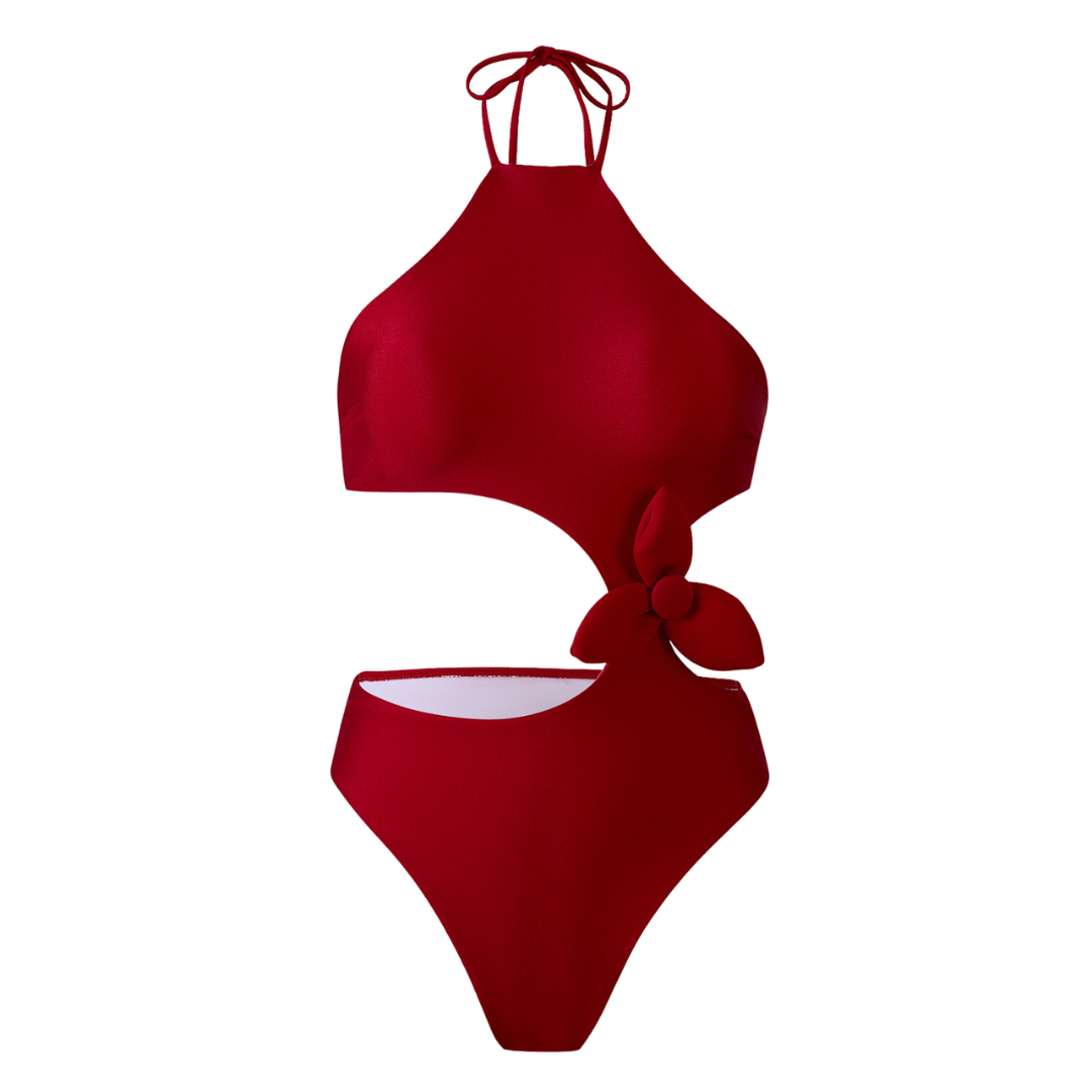 Trikini rojo con flor
