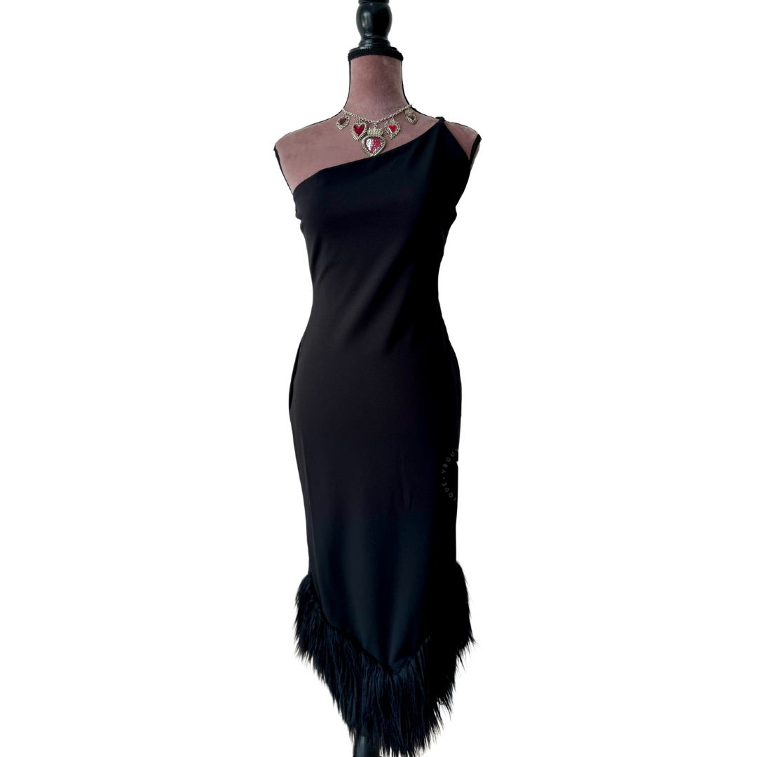 Vestido midi con faux fur