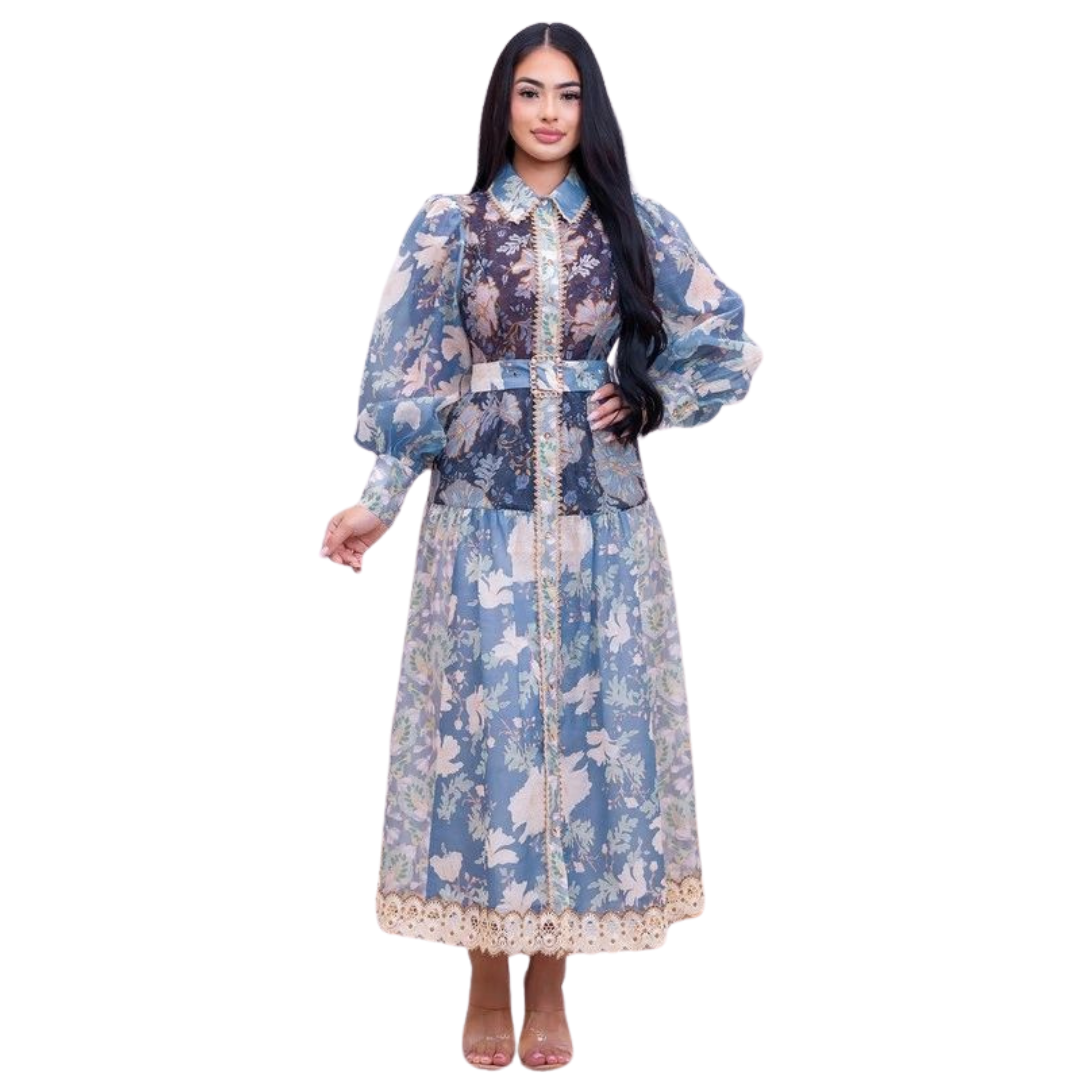 Vestido floral con cinturón