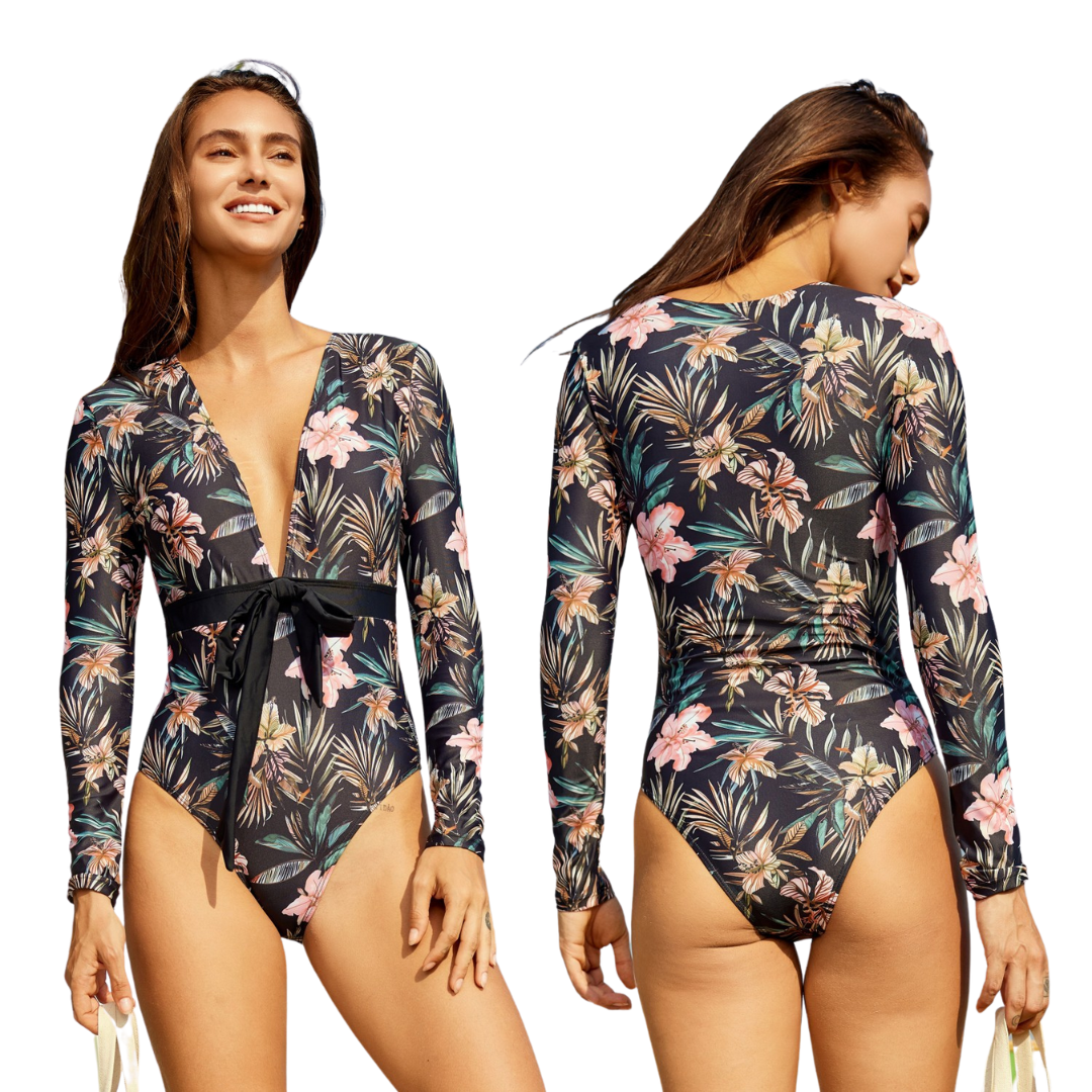 Traje de baño manga larga floral