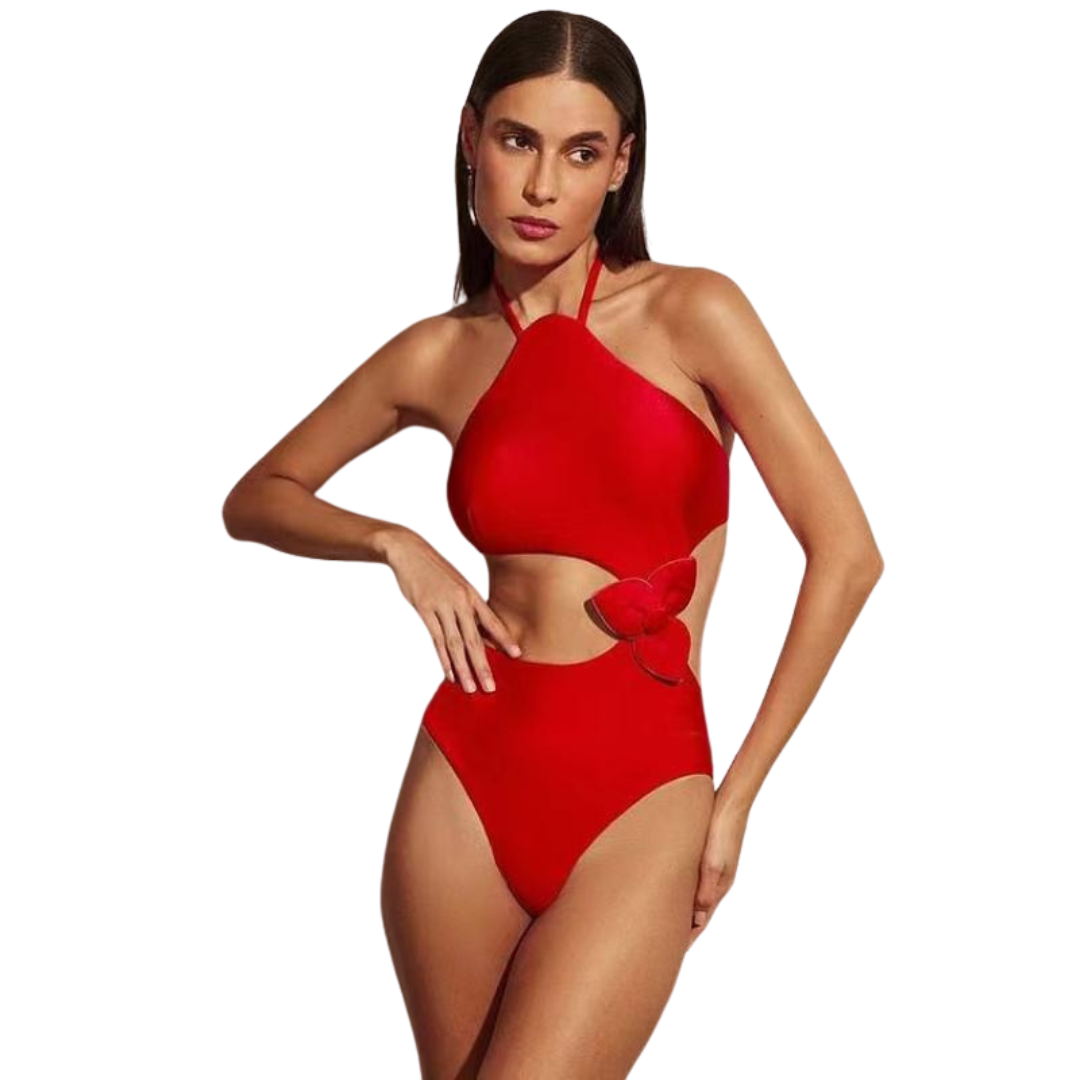Trikini rojo con flor