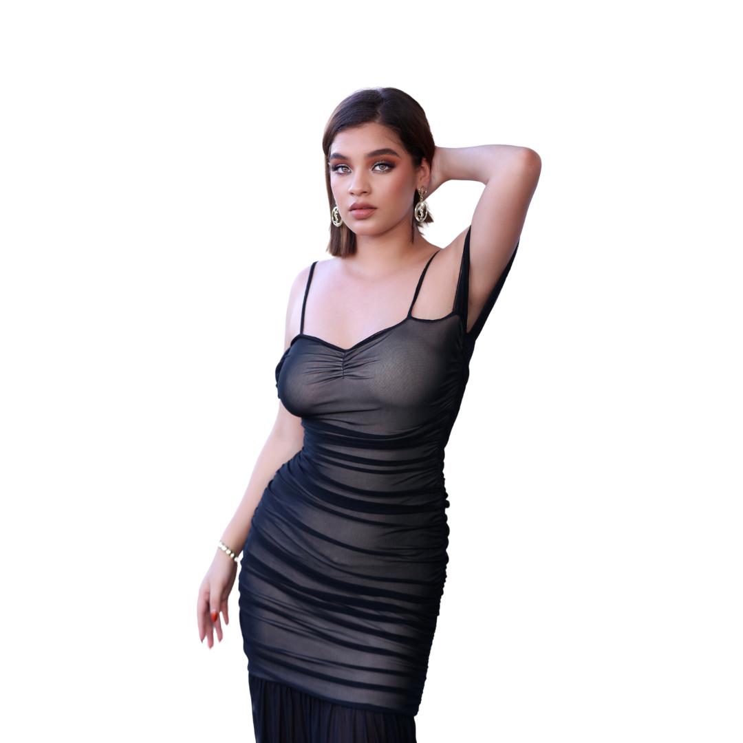 Vestido midi mesh