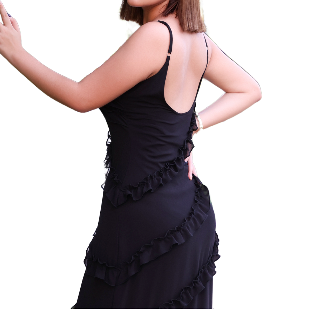Vestido largo escarolas