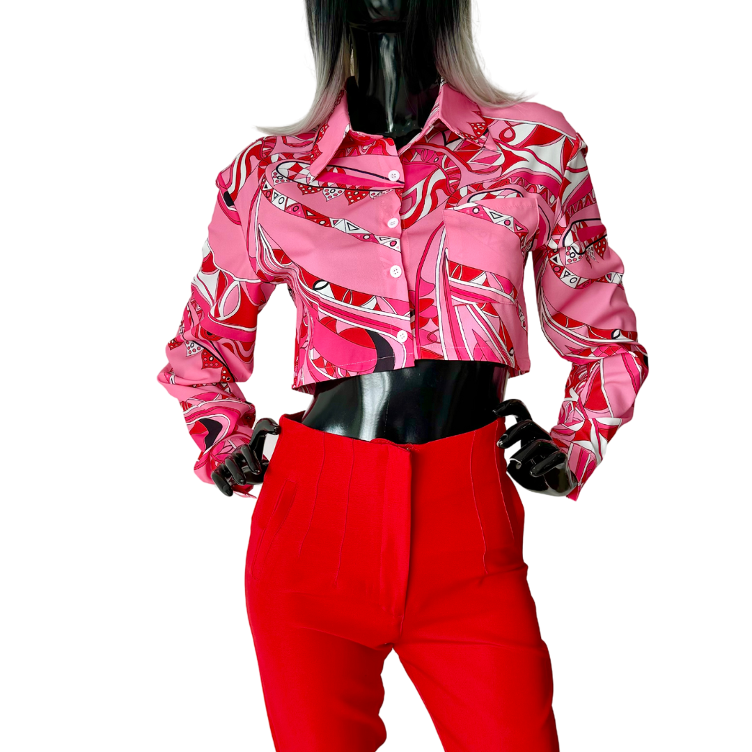 Camisa crop satinada
