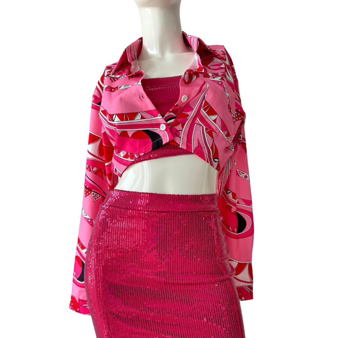 Camisa crop satinada
