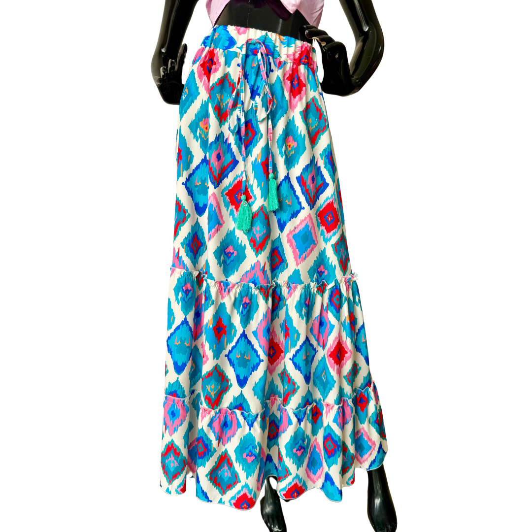 Maxi falda campesina estampada