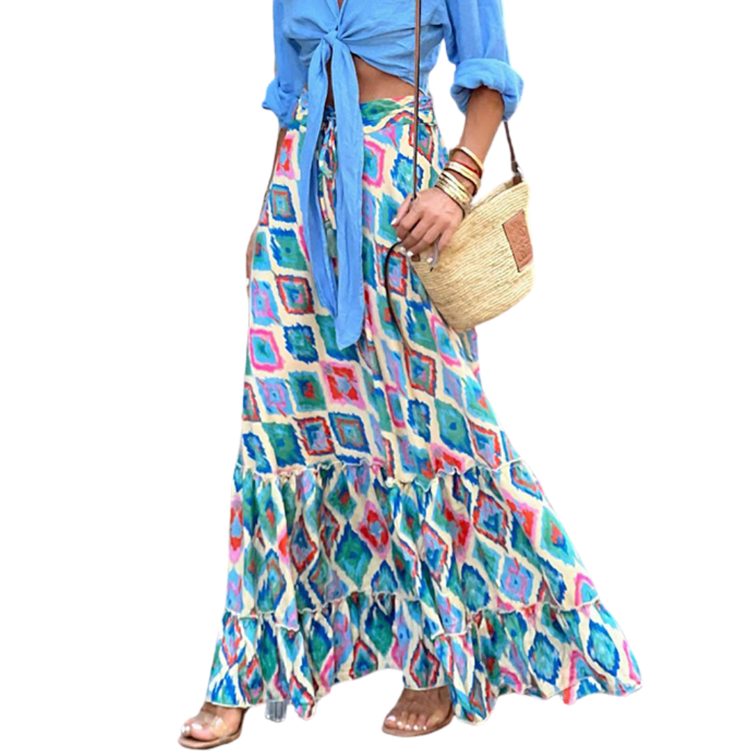 Maxi falda campesina estampada