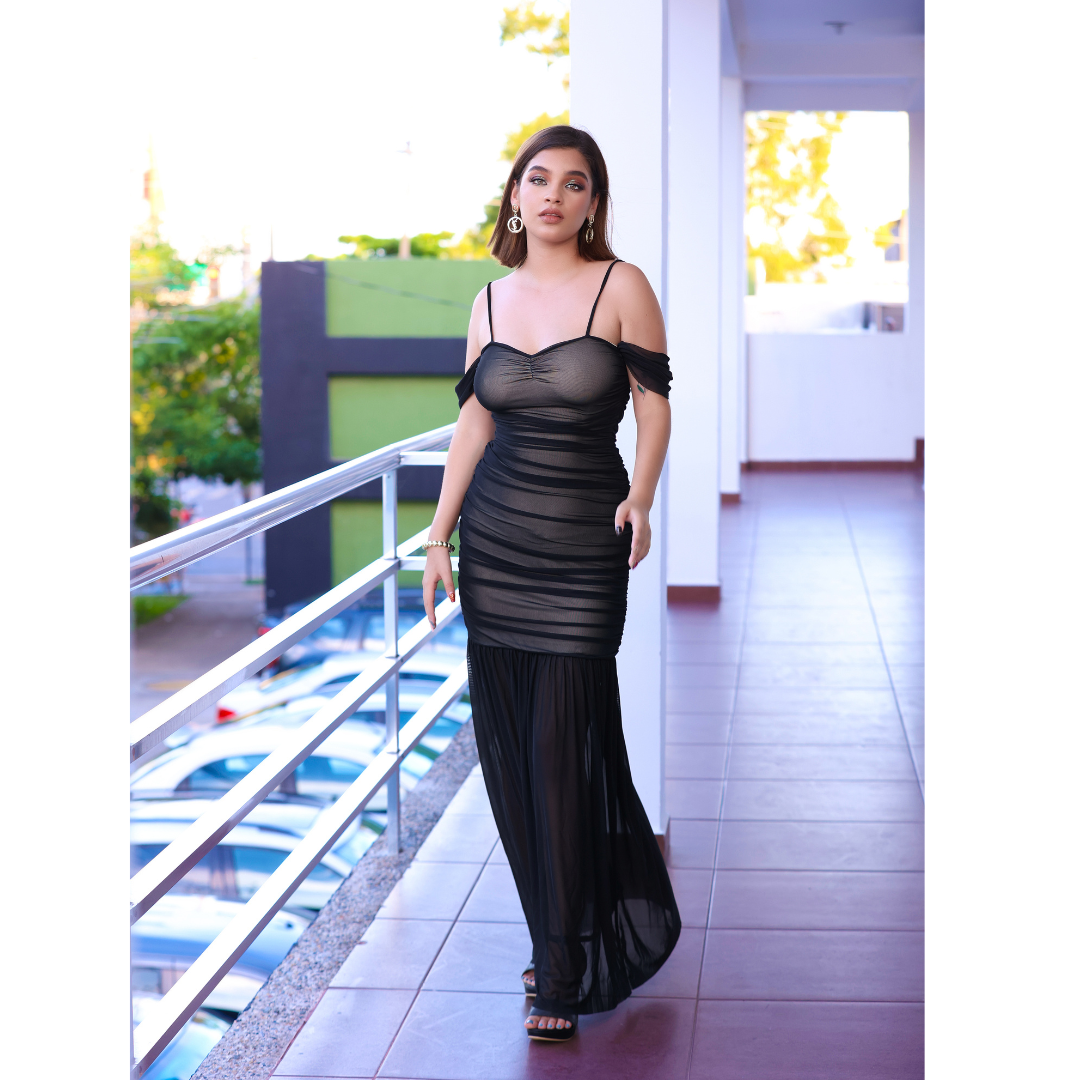 Vestido midi mesh