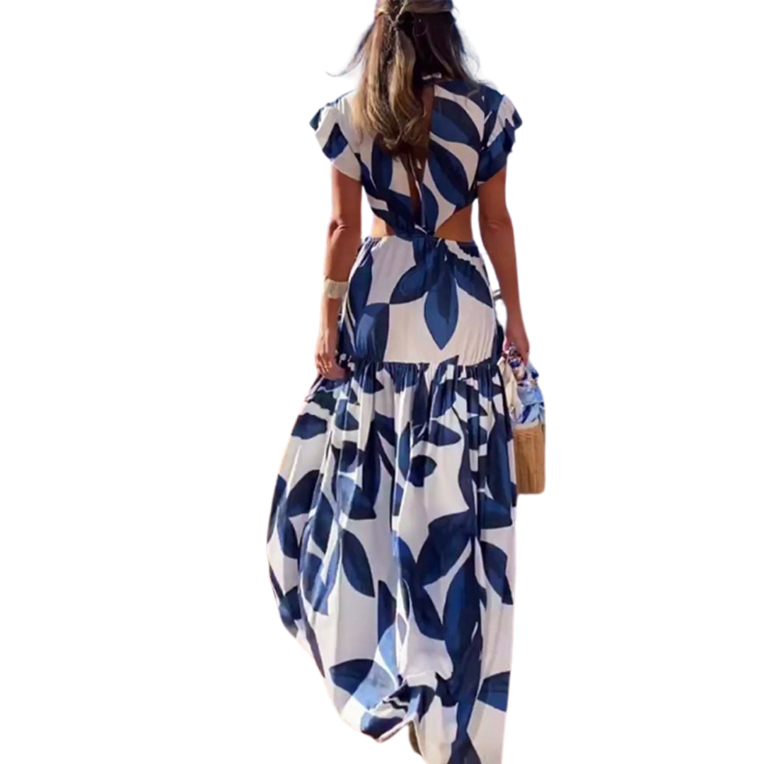 Maxi vestido escotado azul