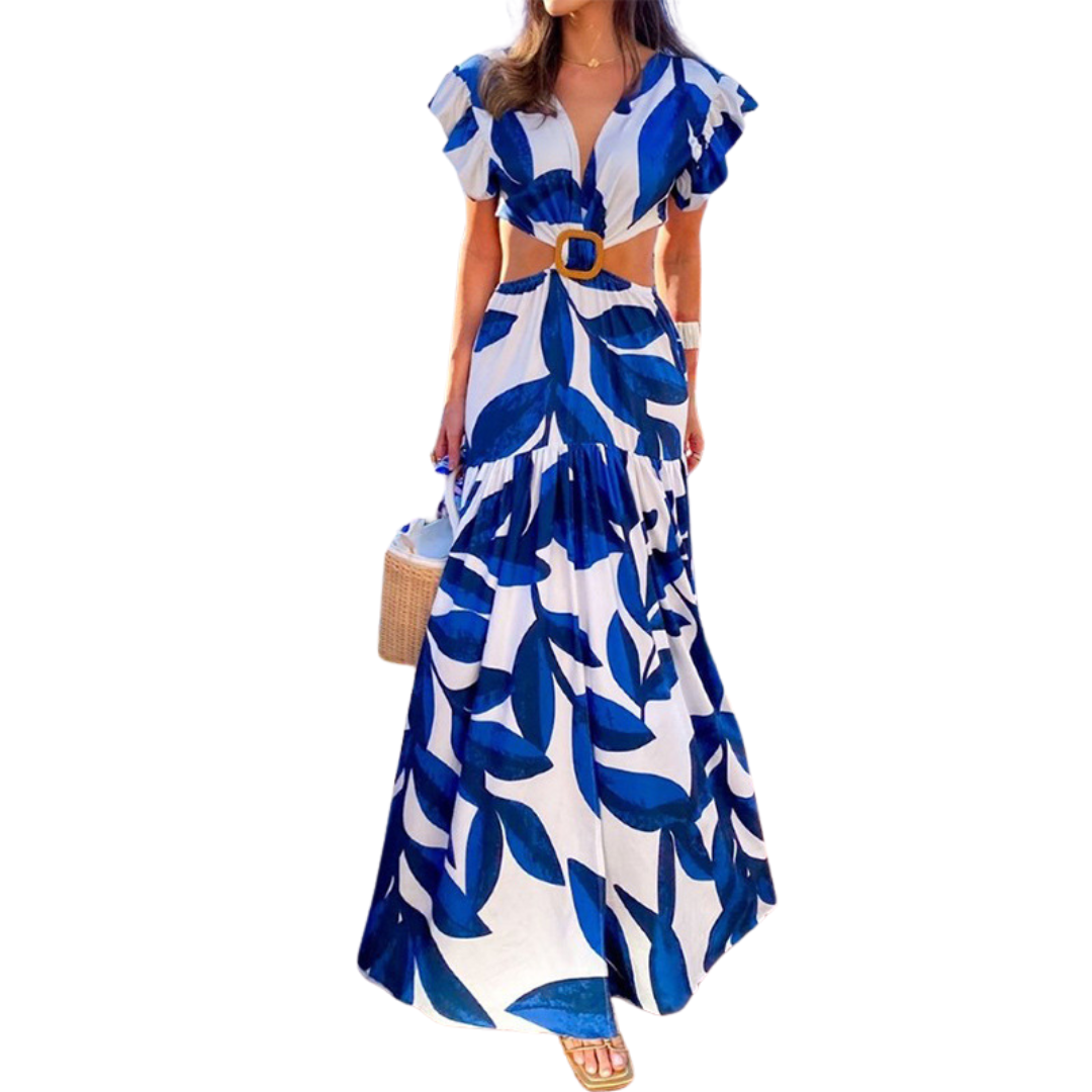 Maxi vestido escotado azul