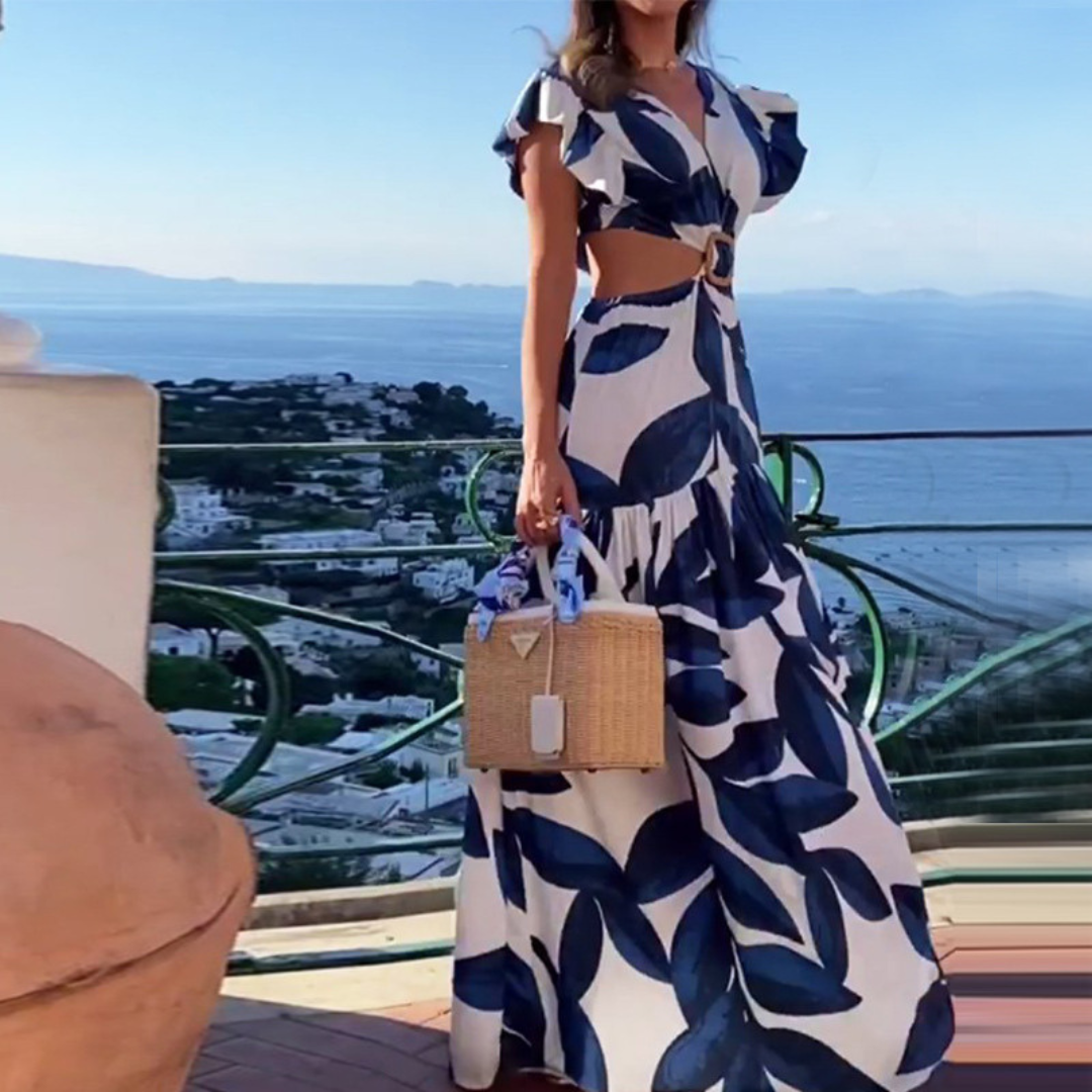 Maxi vestido escotado azul